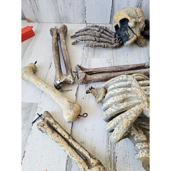 Vintage skull bones skeleton AS IS chains Halloween prop lawn ground - Picture 5 of 11
